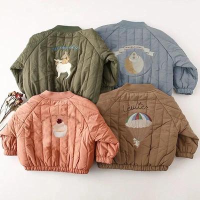 Spring Autumn Kids Coats Fashion Embroidery Fleece Lined Jacket Children Outerwear Clothing