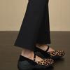 Fashion 2025 Soft Sole Flat Shoes Women Fashion Round Head Shallow Mouth Leopard Print Cow Suede Set Foot Non-slip Single Shoes