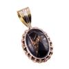 Natural Black Copper Turquoise 925 Solid Silver Gift TwoTone Pendant 1.25" W2a36