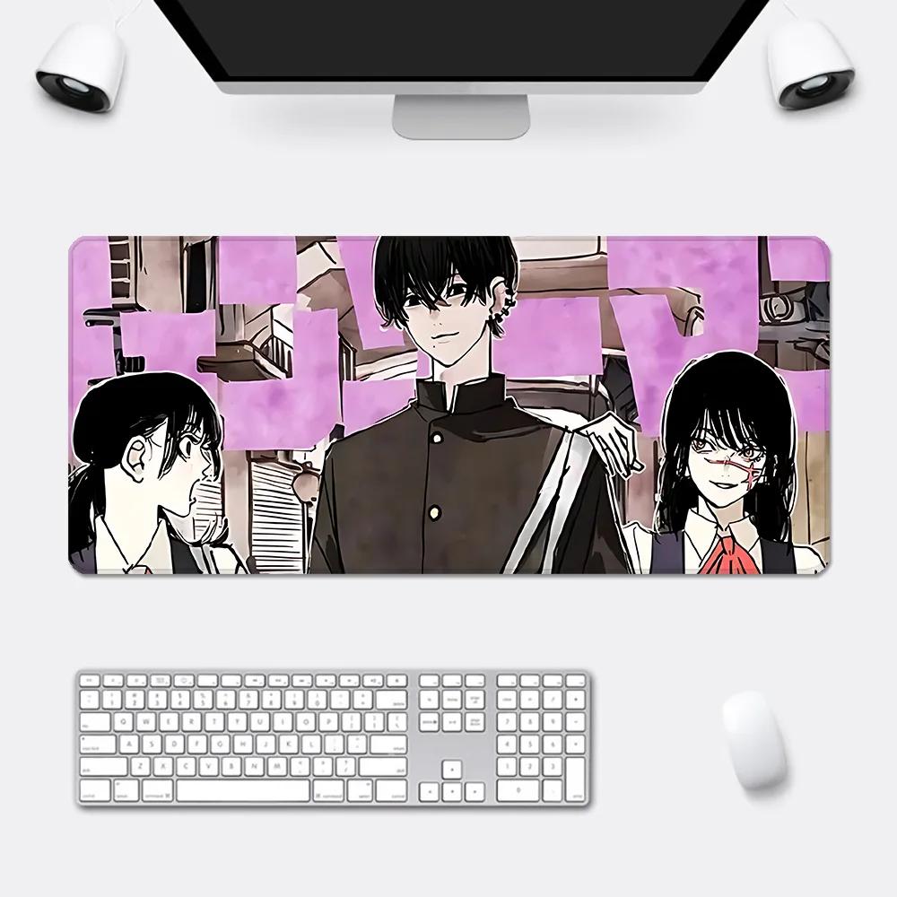 Anime Chainsaw Man Mauspade HD-Druck Computer-Gamer Verriegelungskante Rutschfestes Mauspade XXLxcm Tastatur PC Schreibtischunterlage