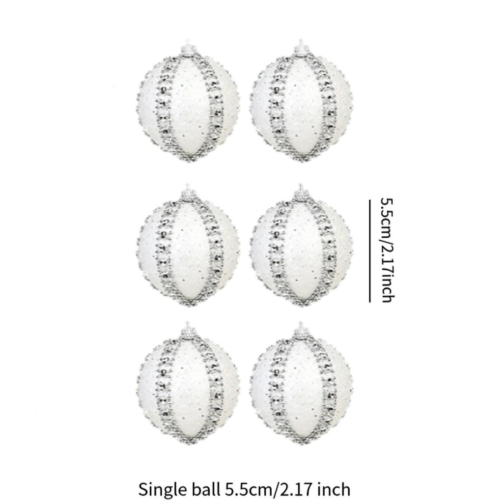 Set of 6 Christmas Ornaments for Tree, DIY Hanging Balls 5.5cm