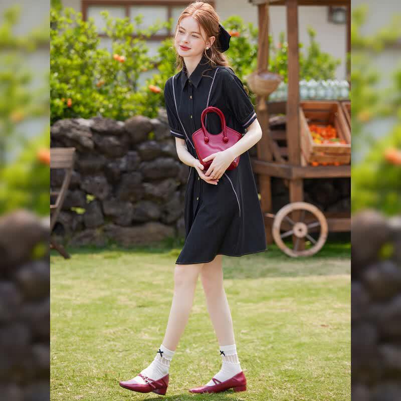 Bailuyu Women s Slim-Fit Lapel Collar Shirt Dress M