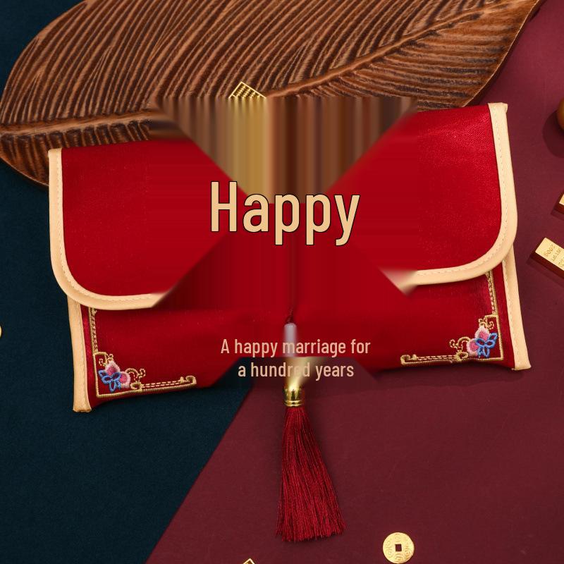 2025 Premium Wedding Red Envelope Bag for Engagements - Elegant Ten Thousand Yuan Design Ten Thousand Yuan Red Envelope