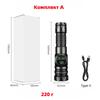 Portable rechargeable zoom flashlight with display screen, LED flashlight with emergency side light 5 lighting modes