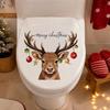 Festive Window Clings Christmas Elk Toilet Seat Cover Sticker, Cartoon Reindeer Lid Durable Waterproof Decals Decal, Self-Adhesive