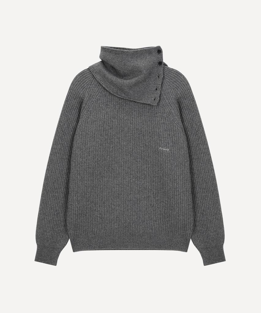 Daenkeudieo Neck Warmer Round Hacci Knit Set - Charcoal