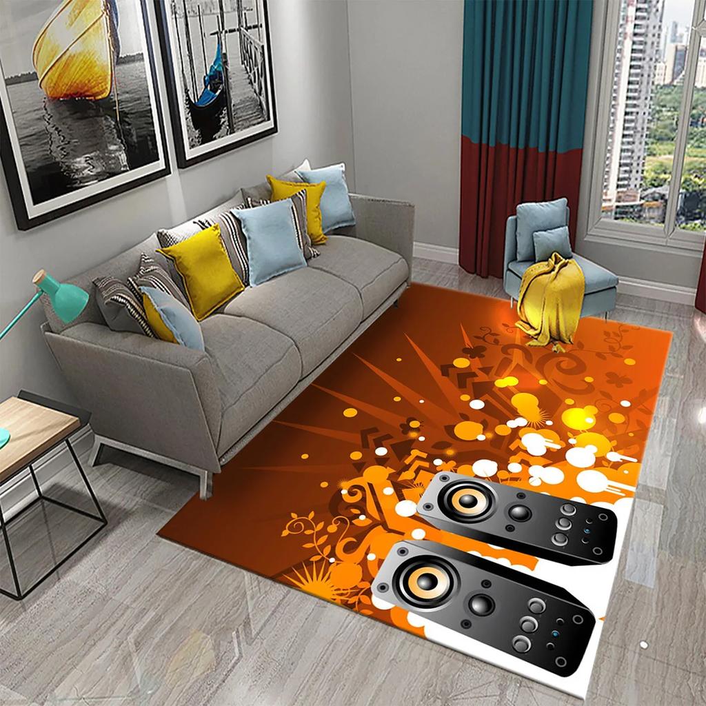 3D Music Note Guitar Instrument Carpet for Living Room Bedroom Large Carpet Bathroom Door Entrance Non-Slip Area Rugs Home Decor