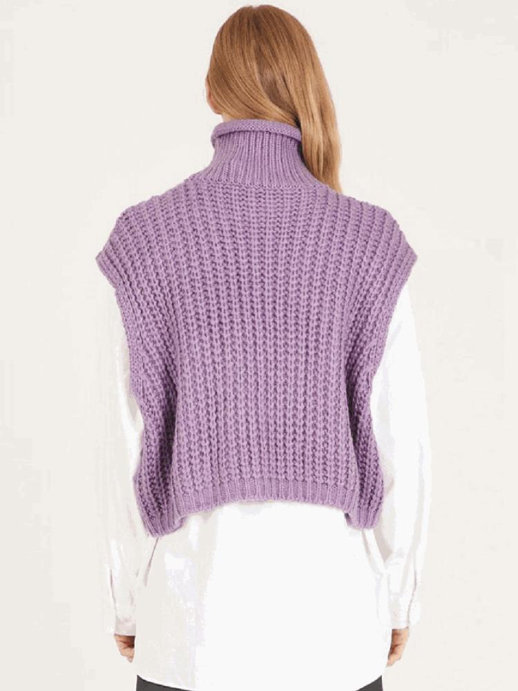 Podzim Zima Móda Dámské Svetry s copánkovým vzorem Vesta Ležérní Bez rukávů Rolák Volný Pulovr Zkrácené Topíky Teplé Pletené Oblečení