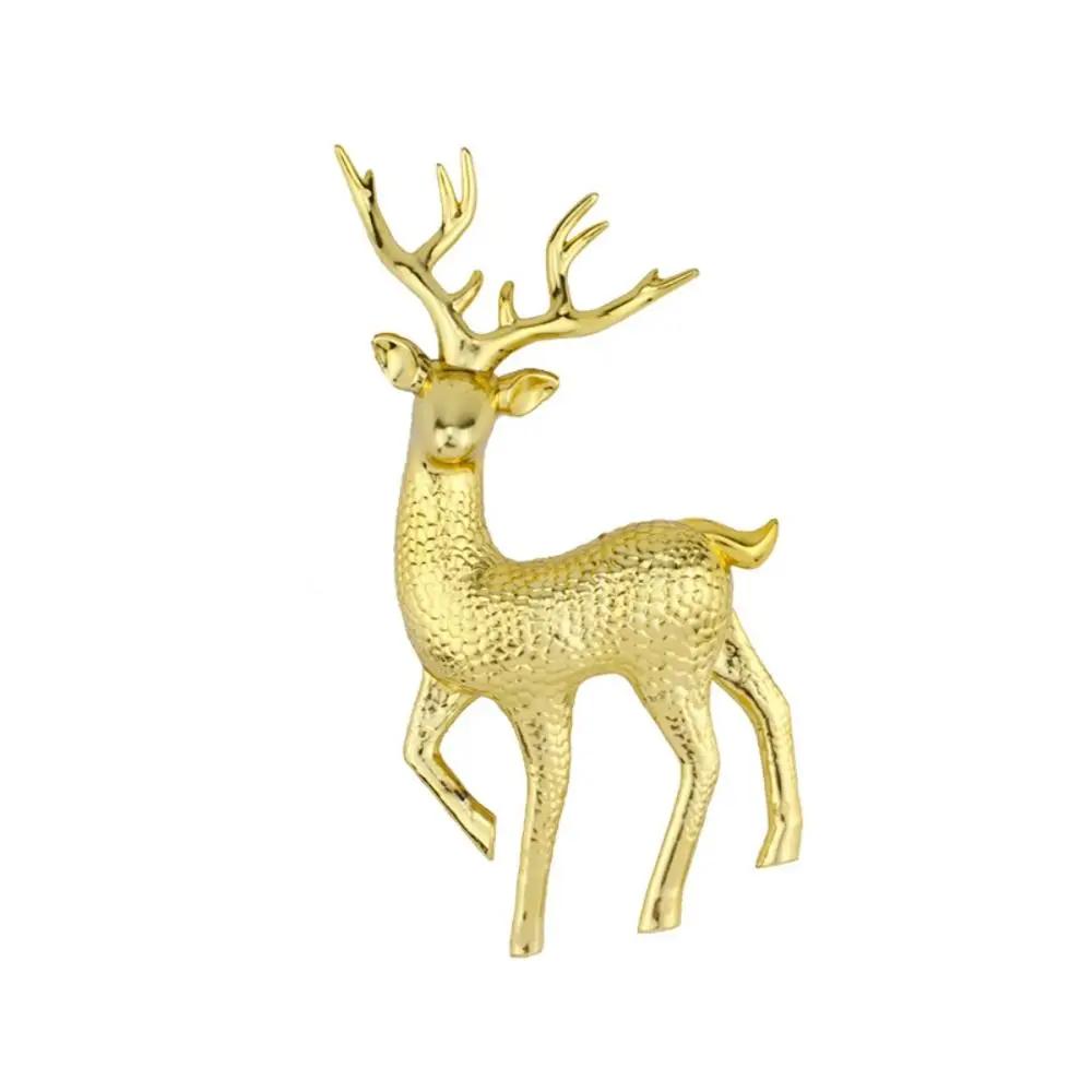 

Craft Handmade Desktop Model New Year Xmas Reindeer Ornament Miniature Figurine Simulation Deer Christmas Decoration золотой