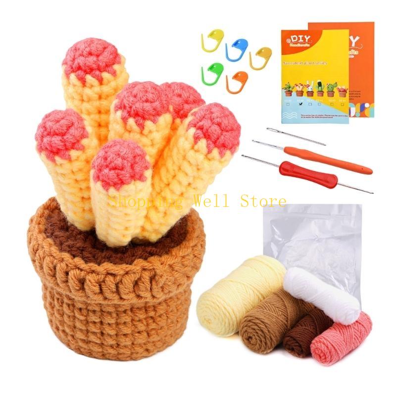 KX4B Beginners Crochet Kits, with Yarn, Crochet Hooks, Needle for DIY Crochet Craft