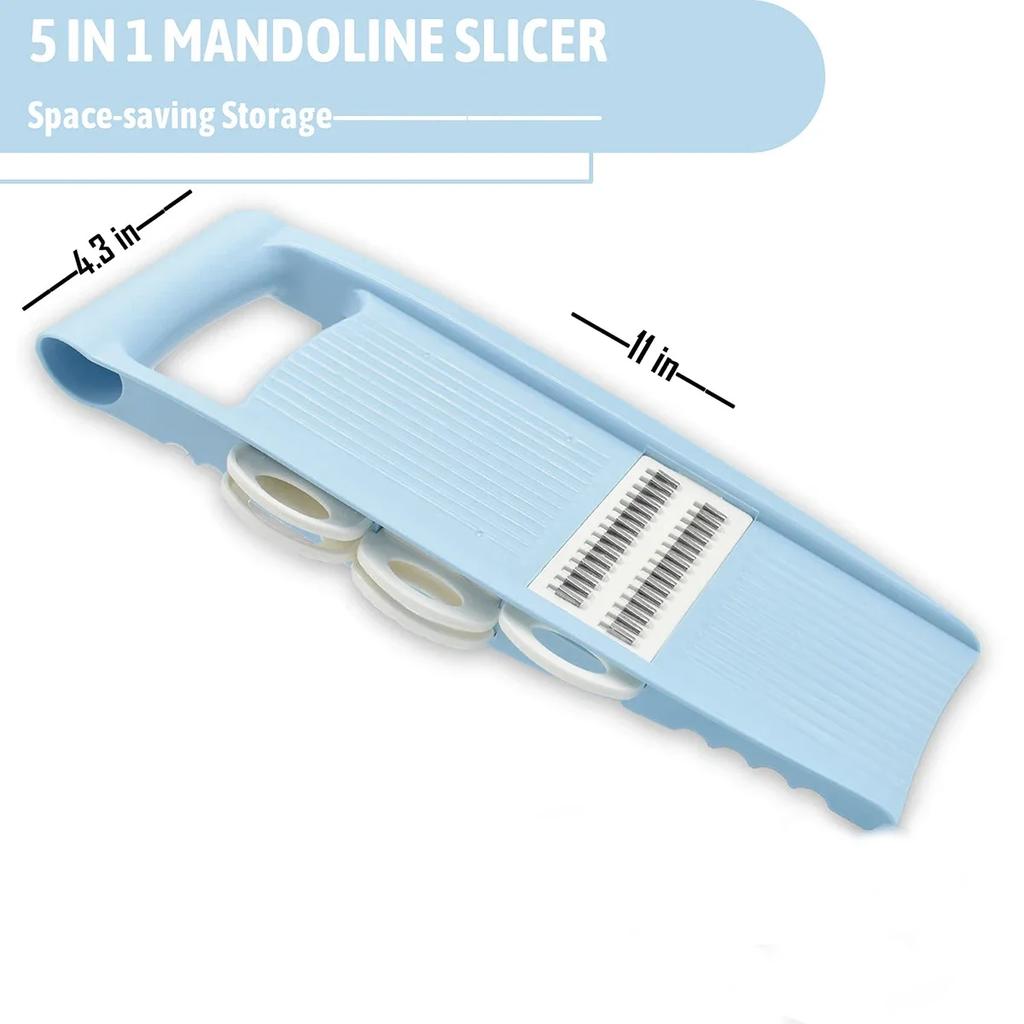Rebanadora Mandolina 5 en 1 para Cocina Rebanador de Verduras Multi Cuchilla Cortador de Verduras Cortador de Patatas Fritas