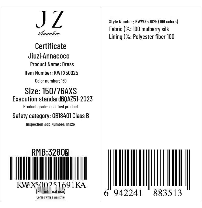 Annakoo 100% Mulberry Silk Print Waist-Cinching Dress