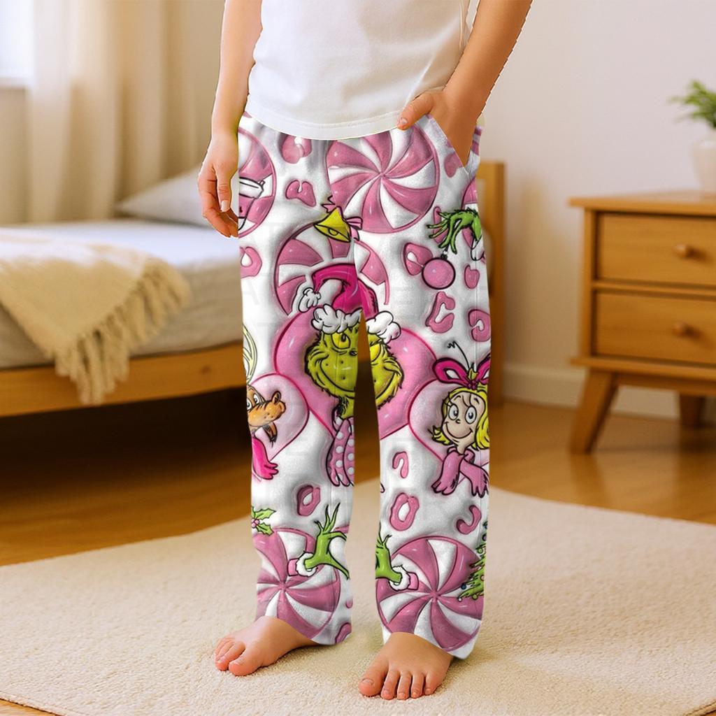 Kinder Vielseitige Weihnachten Druck Tasche Plüsch Lässige Hose Schlafhose Haushose