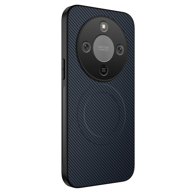 Luxuriöse schwarze Silikon-Matte Handyhülle für Honor X60 Pro X70 Kohlefaser-Rückseite für Honor X70 Magnetische weiche Bumper-Hülle
