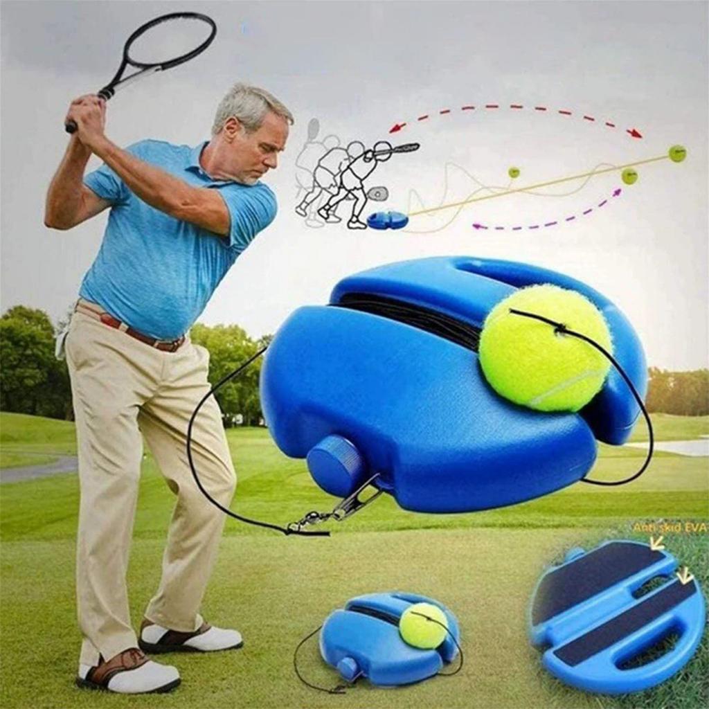 Tennis Trainer Rebound Ball for Beginner Indoor/Outdoor, Training Equipment with Elastic String Weighted Base, Portable Tennis Trainer for Kids Adults