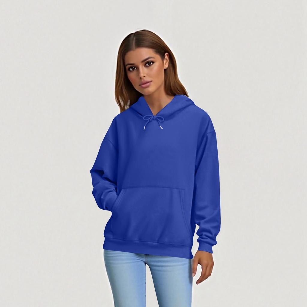 Dámská móda Denní ležérní mikina s dlouhým rukávem jednobarevná