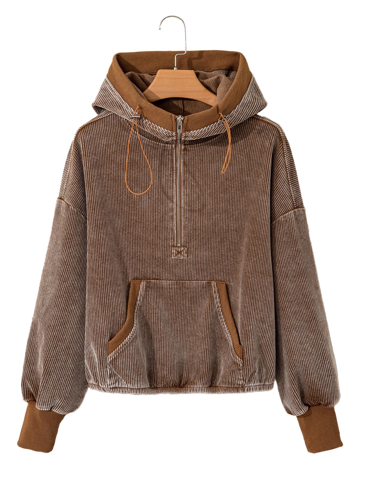 

Женский вельветовый худи Shiying в стиле колор-блок - Мода осень/зима L коричневый