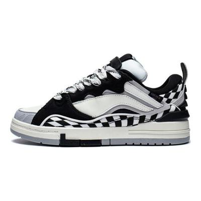 Li Ning Wave Golden Abrasion Resistant Breathable Low Top Skateboard Shoes Women's Black White AECS074-8