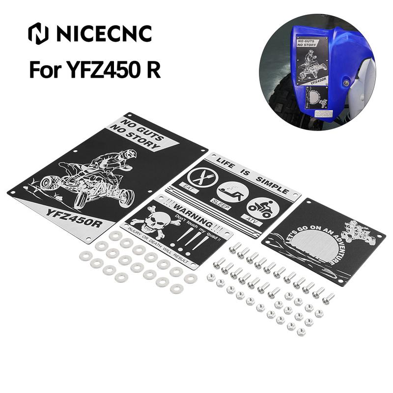 For YFZ450 Fender Warning Tags Plates Badges ATV Sticker 5052-Aluminum For Yamaha YFZ450R 2009-2024 YFZ 450 2010 2011 2012 2013