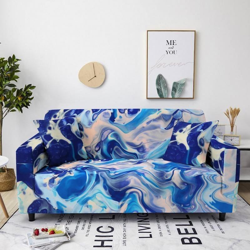Cheap Elastic Marbling Print Sofa Cover for Living Room Dustproof