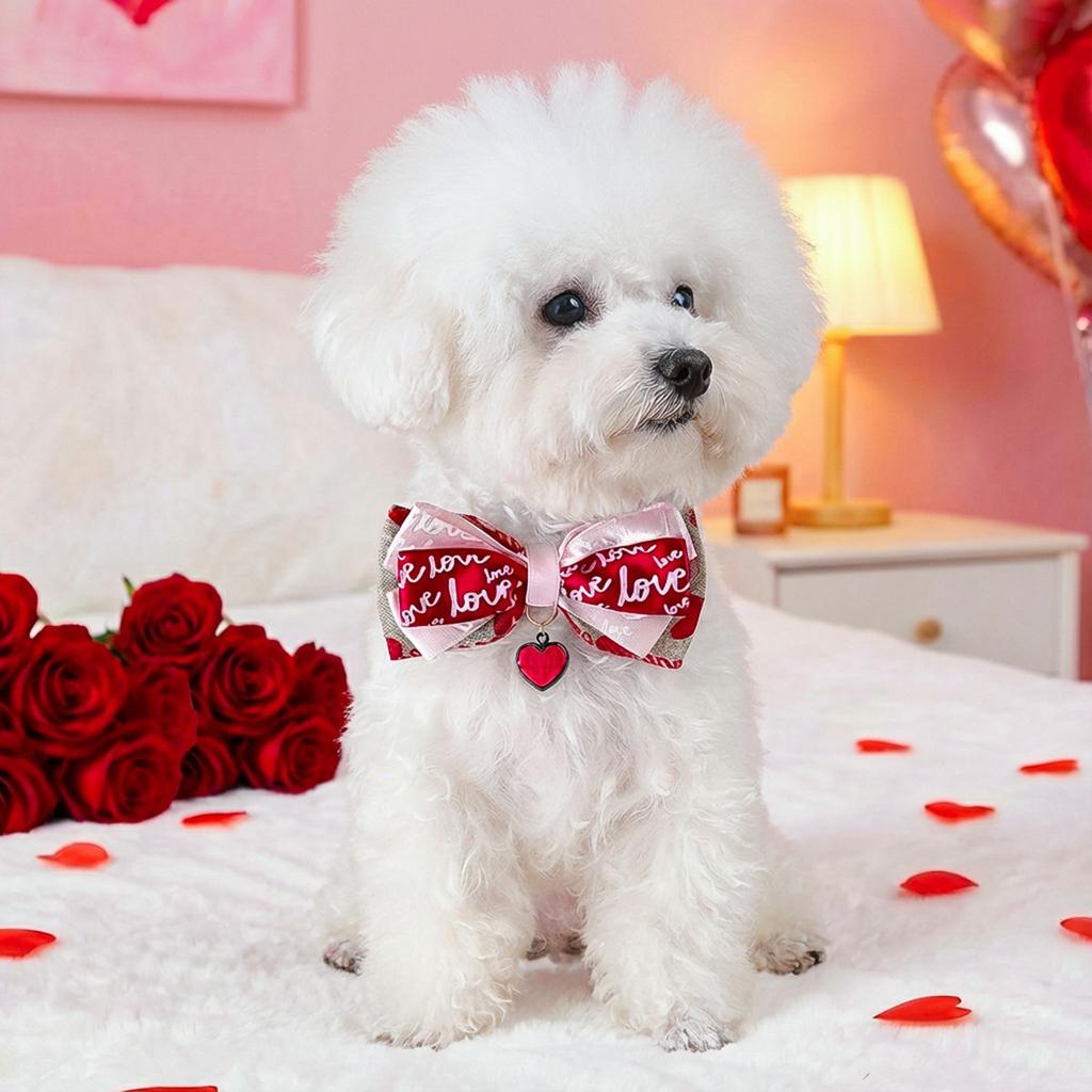 2026 Holiday Pet New Accessories Snood Cute Puppy Kitten Accessories Valentine's Day Bow Collar