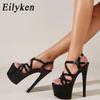 Sexiga Super Ultrahöga Klackar 16 CM Damsandaletter med Spänne och Plateau Bankett Kvinnliga Pumps Skor Zapatos Mujer