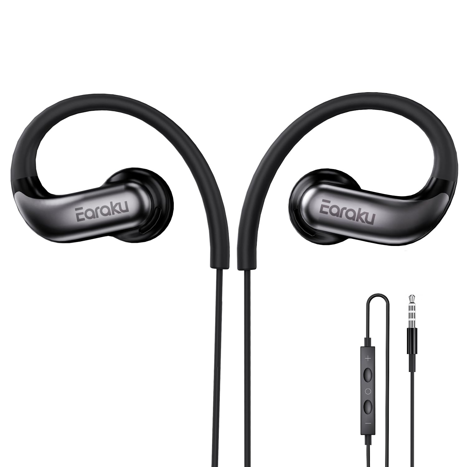 

M.life Earaku Wired Earhook Earphones Microphone Semi-Open Design Zero Latency Call Volume Control Sound Leak Prevention Clear Sound Light Comfortable