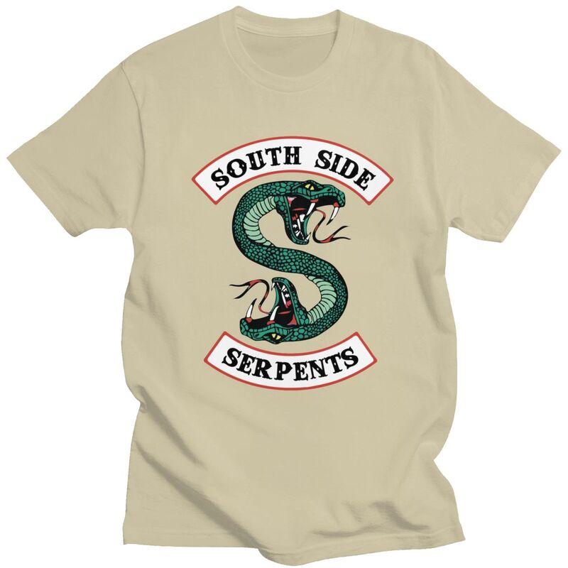 Custom Male Riverdale South Side Serpent Snake T Shirt Short Sleeve Cotton T-shirt Leisure Tee Loose Fit Clothing