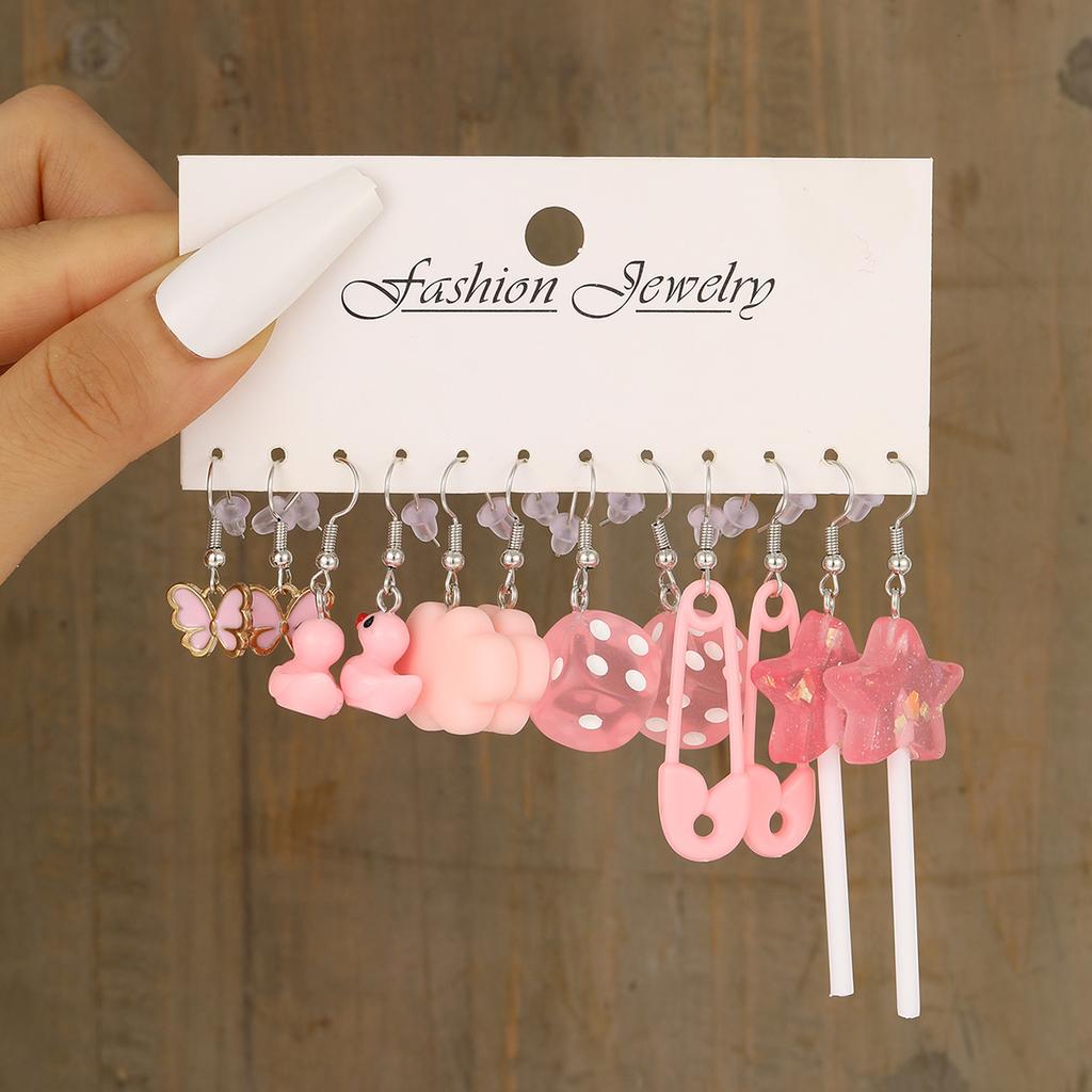 Cartoon Duck Frog Dangle Earrings Set Cute Animal Butterfly Heart Mushroom Drop Earrings for Women Girls Trendy Jewelry Gifts