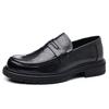 Neue Herren-Slip-on Leder Business-Schuhe: Ohne Schnürsenkel, Dicke Sohle, Perfekt für Hochzeiten und Vorstellungsgespräche. Idealer britischer Freizeitstil.