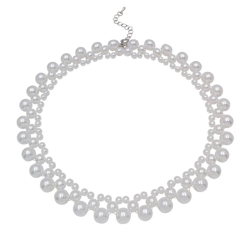 Handwoven multi-layer necklace women's retro elegance celebrity pearl collarbone chain high-end temperament necklace