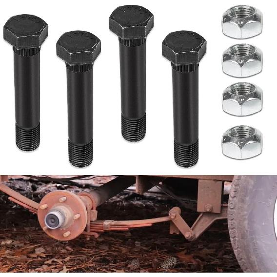4 Pack 9/16"-18 X 3" Long Trailer Leaf Spring Shackle Bolts W/Lock Nuts, Fit For 1-3/4” Wide Leaf Spring & Double Eye Leaf Springs, For 2,000Lb And