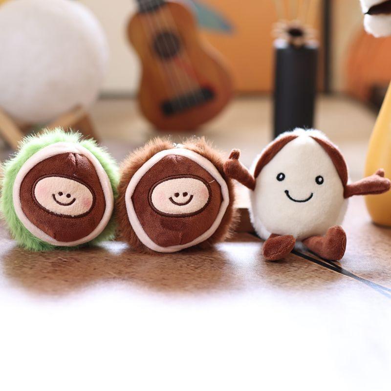 Adorable Chestnut Chinese Plush Keychain Charm Key Loop Bag Decoration Doll