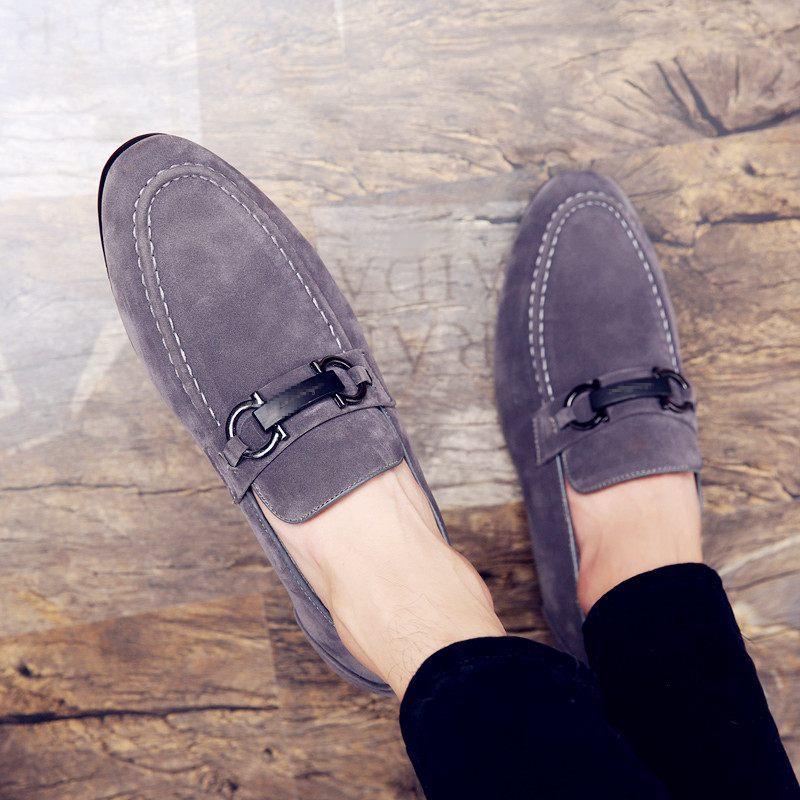 

Мужская обувь модные низкие ленивые туфли матовая поверхность тренд Doudou маленькие кожаные туфли ретро черные балетки цельные 2025 47 large size + 3 yuan