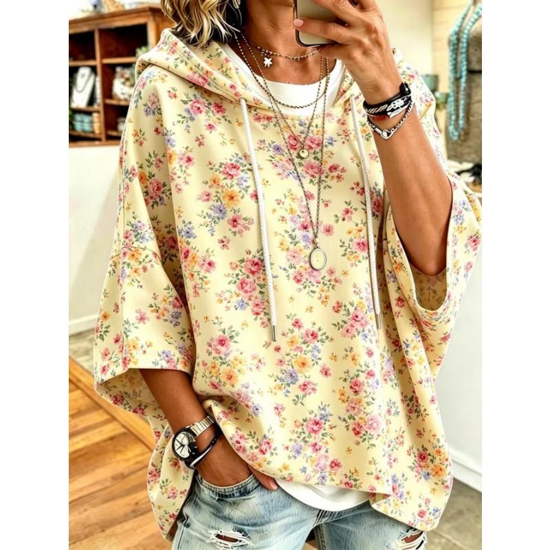 Women's Plus-Size Hooded Sweatshirt, Elegant Comfortable Simple Pattern Print,Fashionable and Versatile