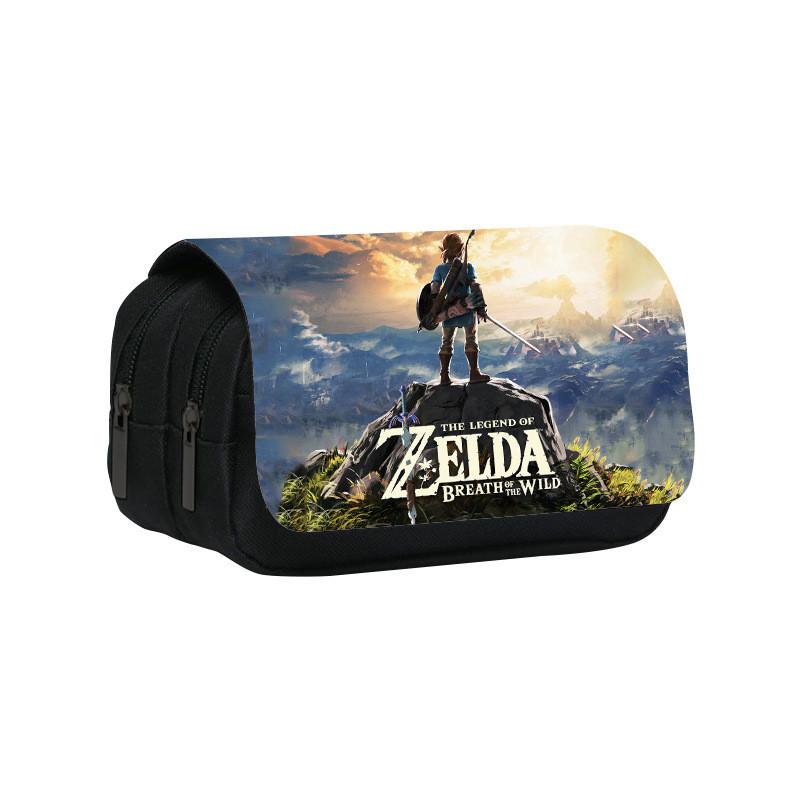 Zelda Themed Pattern Double Layer Flip Cover Stationery Storage Pencil Bag For Students And Office Use