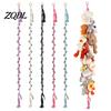 Macaron Color Toy Storage Stuffed Doll Cotton Hanging Chain, Wall Mounted Organizer with Mini Figure Rack Metal Clips, Boho Display Strap for