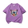 Kids Cotton T Shirt Colorful Floral Watercolor Butterfly Print Crew Neck Short Sleeve Tee Casual Boys Girls Summer Tops