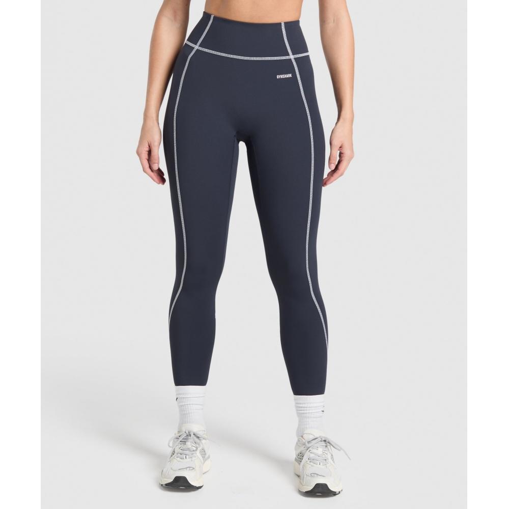 

Gymshark Retro Contrast Stitch Leggings Heavy Blue White B2c9d Ucz5 XS