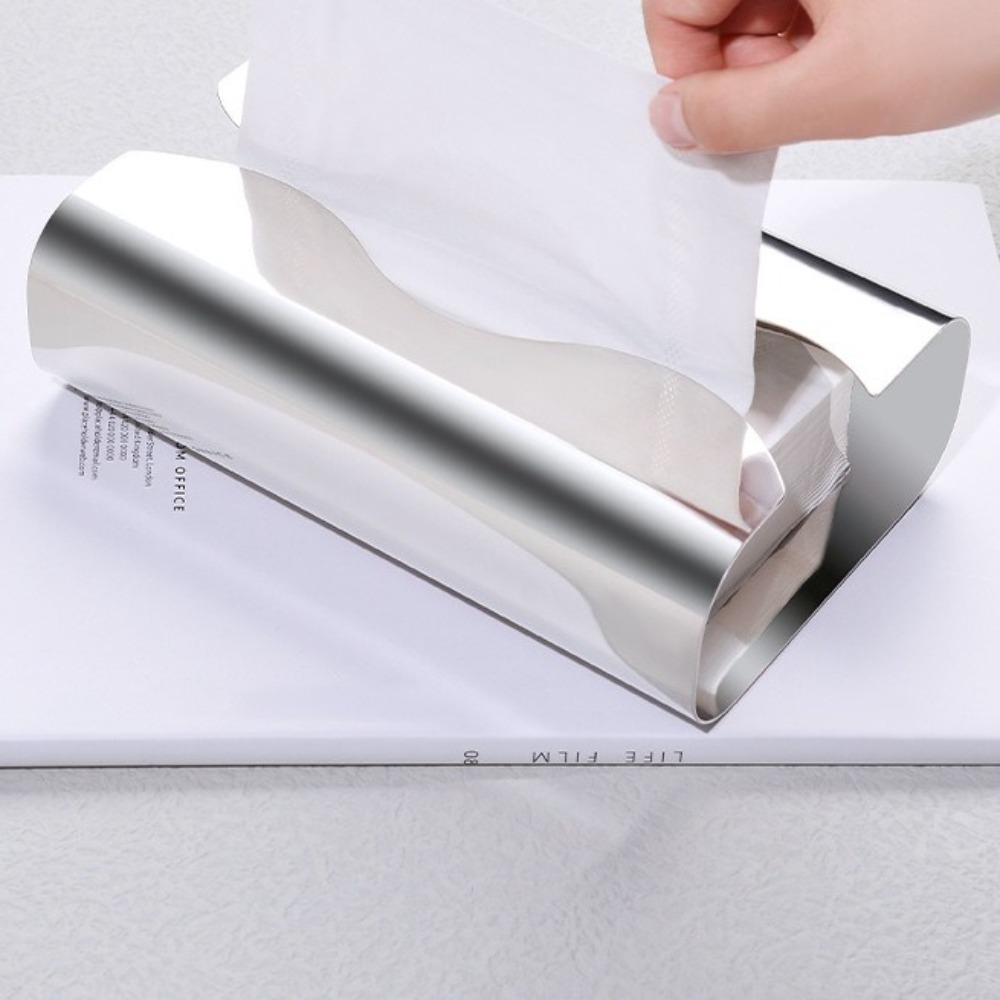 Silver Mirror Napkin Holder Stainless Steel Tissue Case Practical Paper Storage Box  Hotel