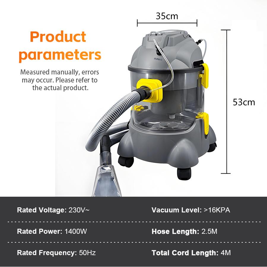 Spray and Vacuum Cleaner 3-in-1 Carpet Extractor Upholstery Cleaning Machine Wet and Dry Vacuum with Sprayer for Car Cleaning