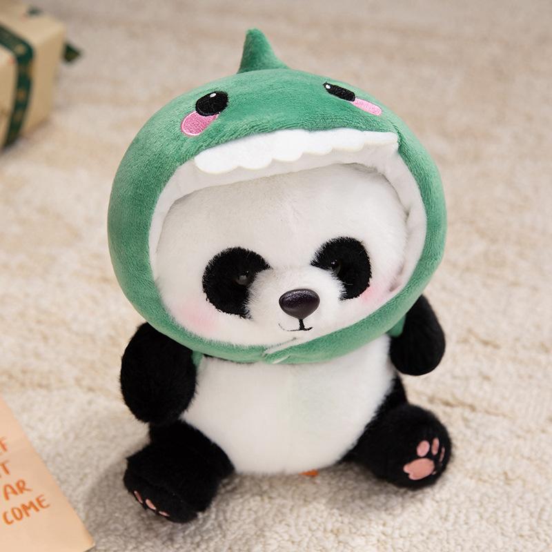 Мягкая кукла панда с головой акулы, плюшевая игрушка, черно-белая кукла панда, детская компаньонка, успокаивающая тряпичная кукла 25cm（0.18kg）