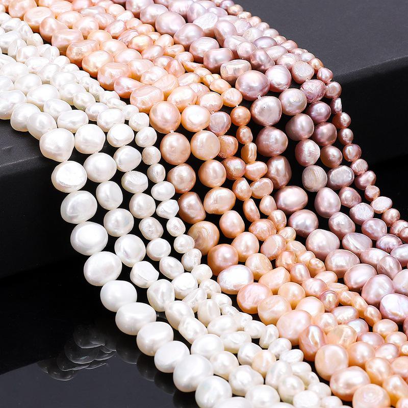 Natural High-Gloss Freshwater Pearl Jewelry Set: Necklace, Earrings, Bracelet DIY Beads