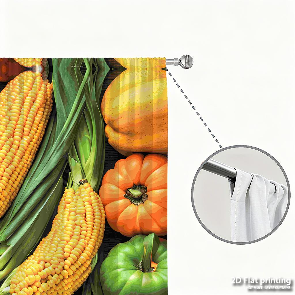 Piece Set High Definition Digital Printed Curtainsmulticolor Seasonal Vegetables Harvest Style Curtainhome Decoration Curtain Made Of Polyester