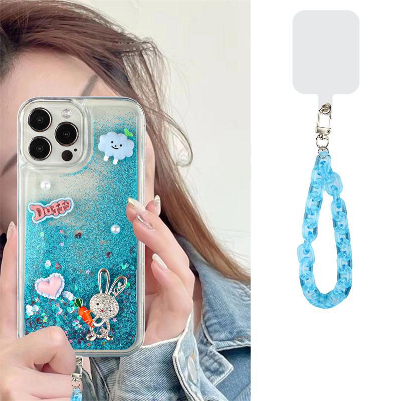 Silicone phone case with rope for Xiaomi 12 Pro, 10, CIVI, CC9, 11T - Love carrot rabbit cartoon design.