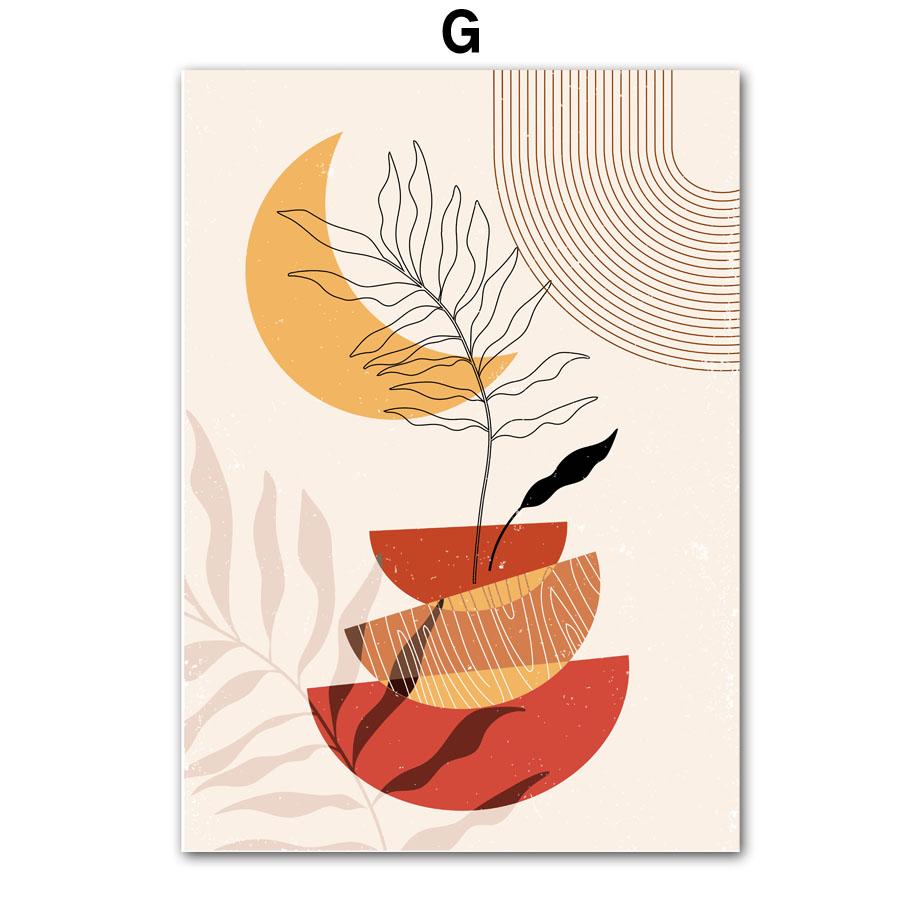 Wall Art Canvas Painting Red Yellow Line Girl Willow Branch Minimalist Living Room Decoration Posters And Prints Wall Pictures