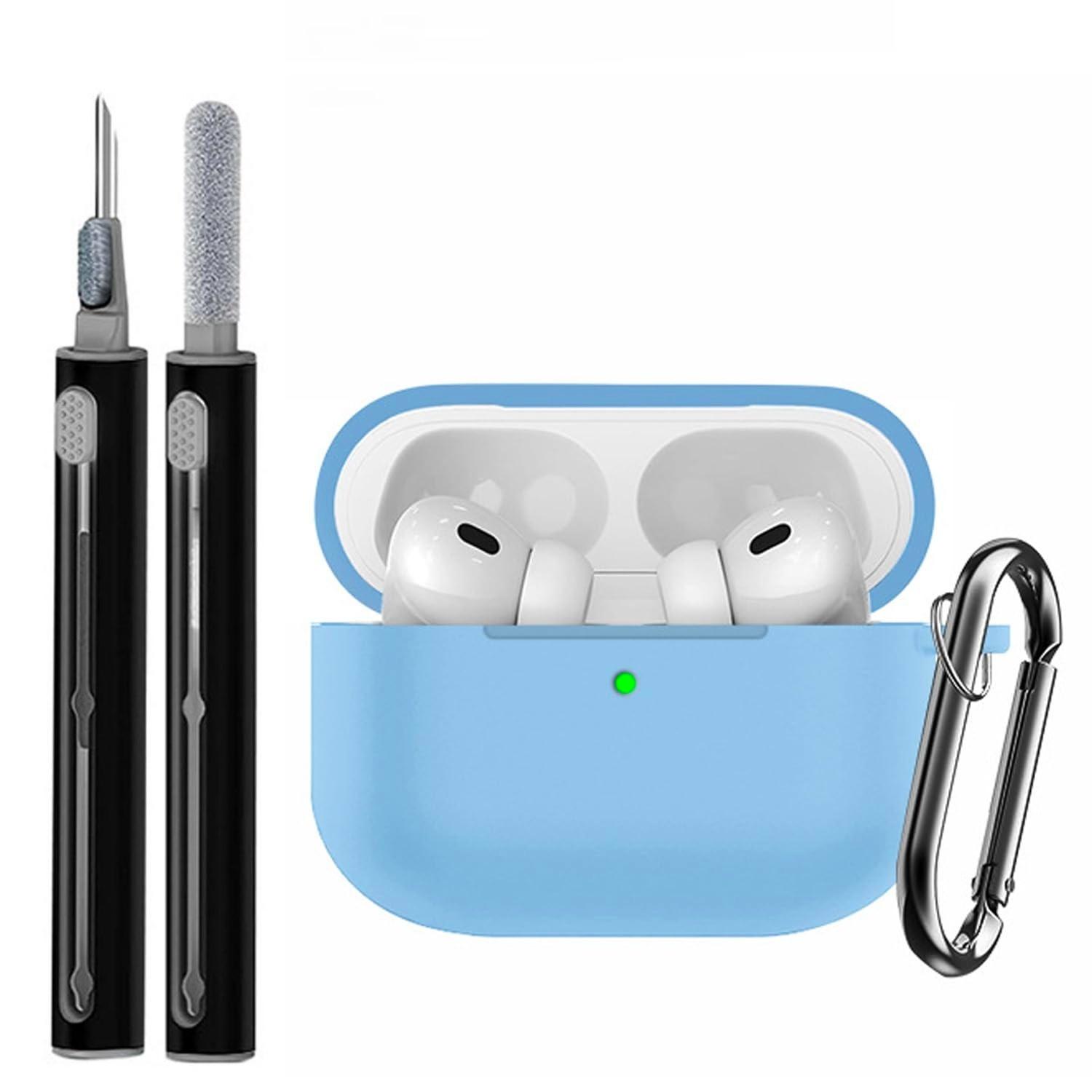 

Silicone Case For AirPods Pro 3 Shockproof Waterproof Earphone Case Accessories for AirPods Pro 3rd Generation with Cleaning Kit for AirPods Pro 3 небесно-голубой