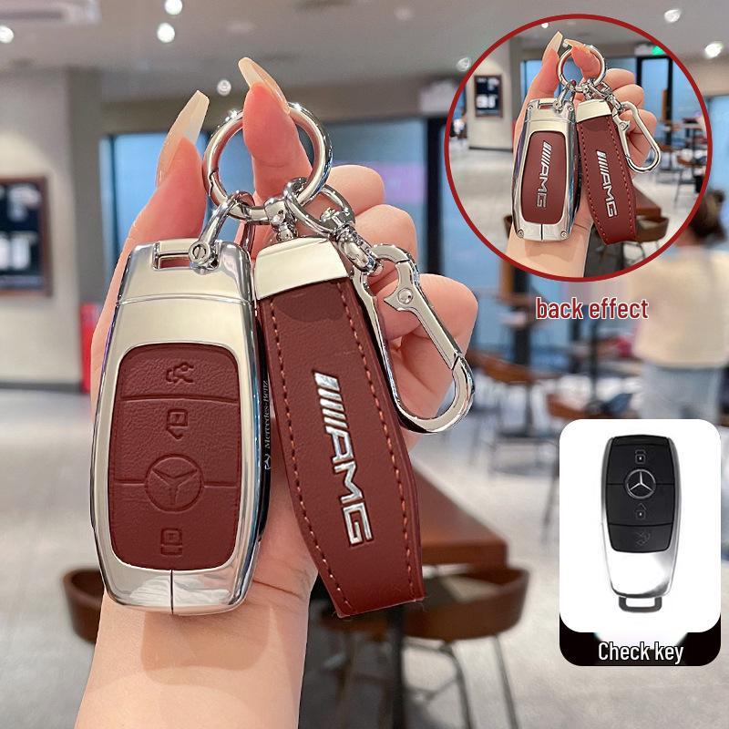 Mercedes AMG Key Case: Compatible with A35L, G63, GLE53, C43 - Premium Metal Shell Buckle for Men