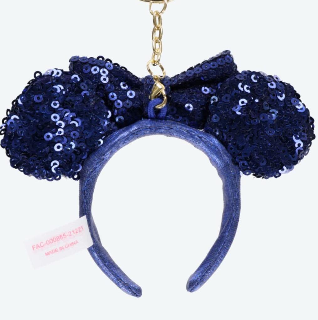 Minnie Mouse Sequin Headband Keychain Blue Keychain Tokyo Disney Resort Exclusive