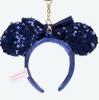 Minnie Mouse Sequin Headband Keychain Blue Keychain Tokyo Disney Resort Exclusive